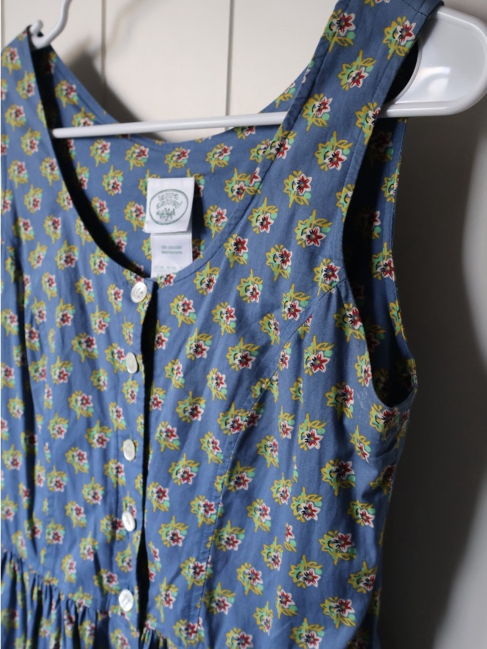 Vintage Laura Ashley Button-Front Sleeveless Floral Maxi Dress Blue & Yellow 4 - Picture 4 of 6